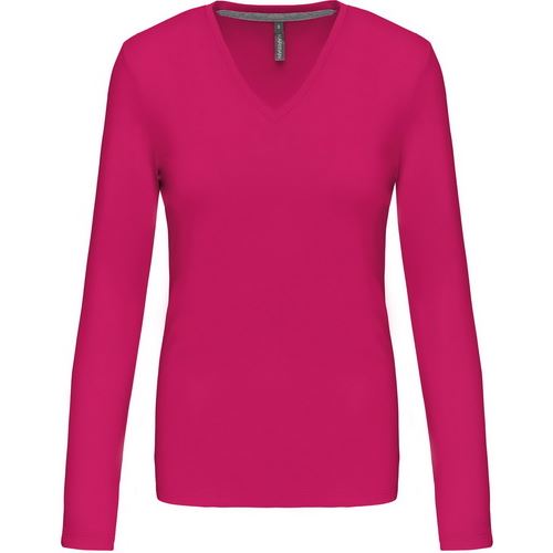 KARIBAN VINTAGE V-NECK K382 / Koszulka damska z długim rękawem